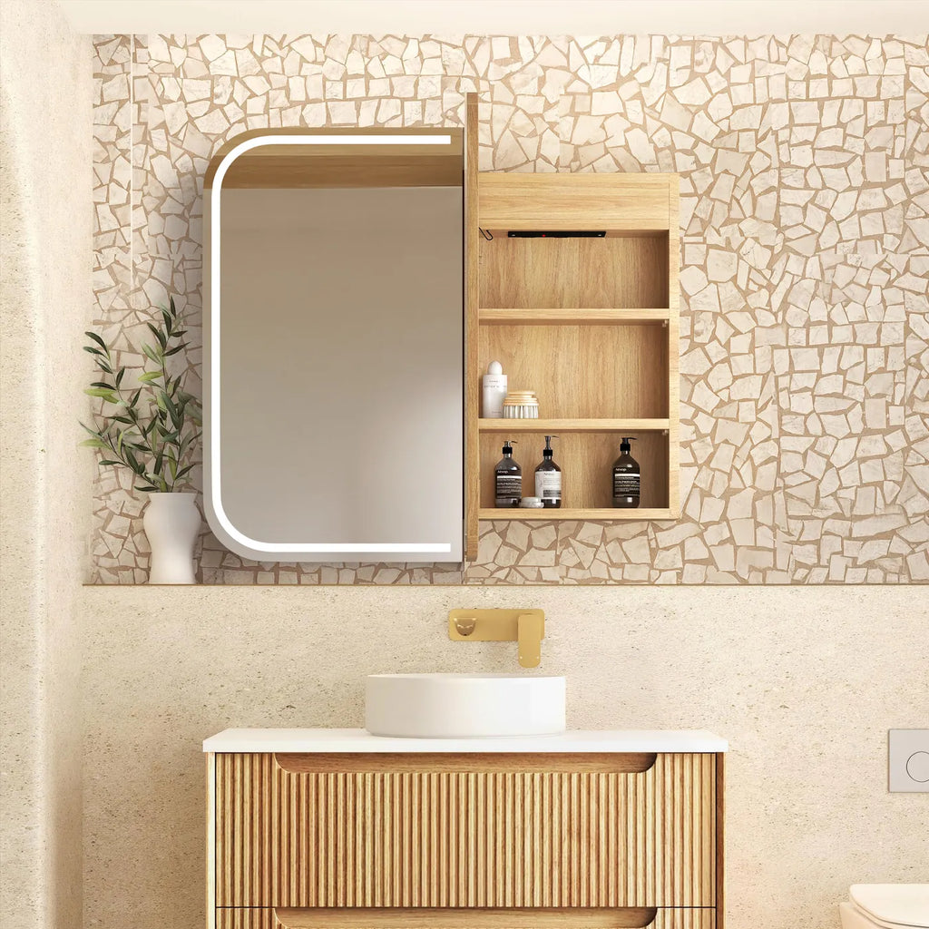 Otti Newport LED Shaving Cabinet - Natural Oak
