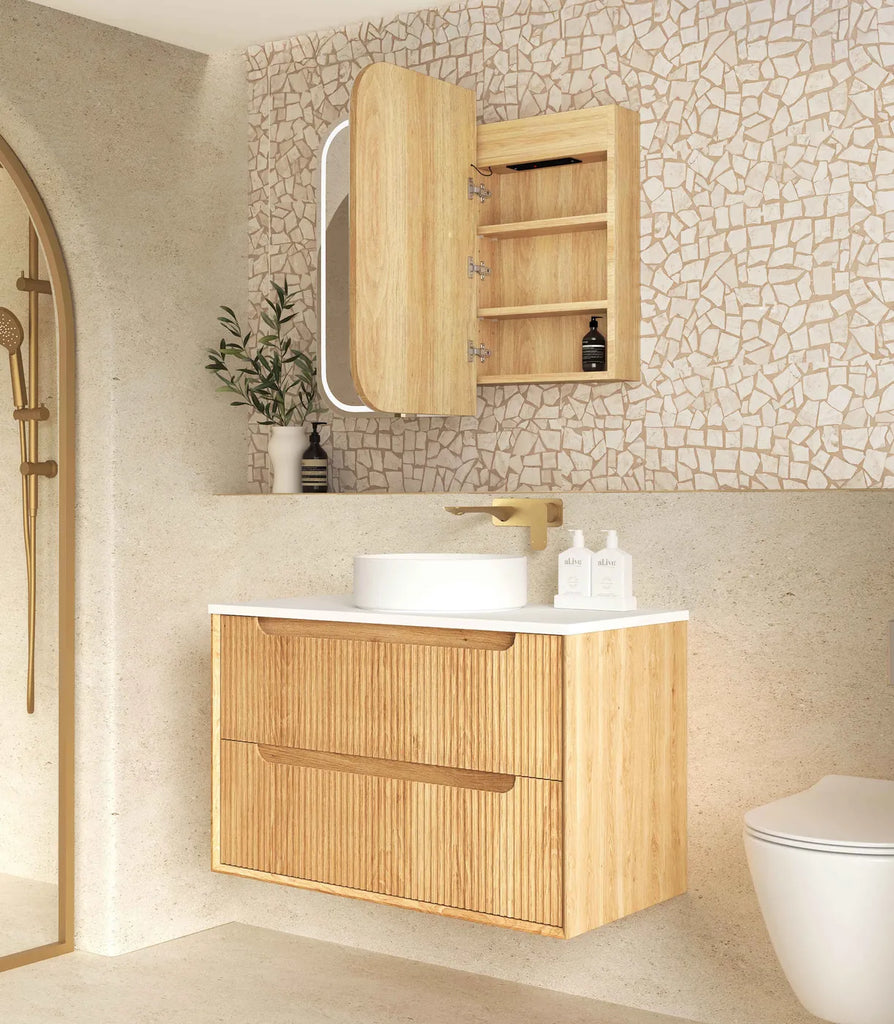 Otti Newport LED Shaving Cabinet - Natural Oak