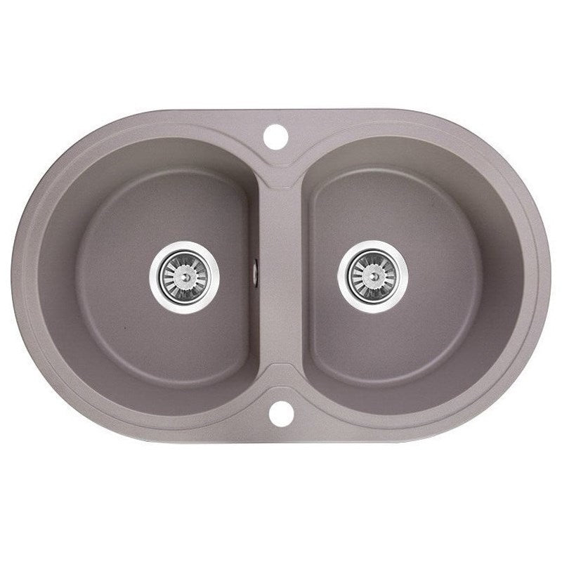 Granite 470x780x204mm Double Bowl Kitchen Sink - Grey
