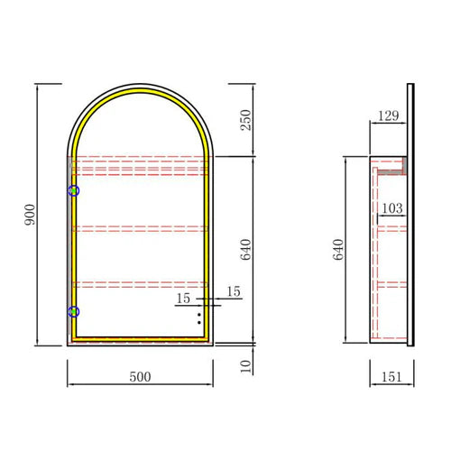 Aulic Canterbury LED Shaving Cabinet - Carita Oak