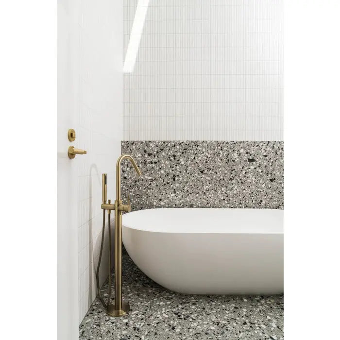 Meir Round Freestanding Bath Spout Plus Hand Shower - Tiger Bronze