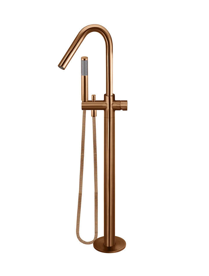 Meir Round Freestanding Bath Spout Plus Hand Shower - Lustre Bronze