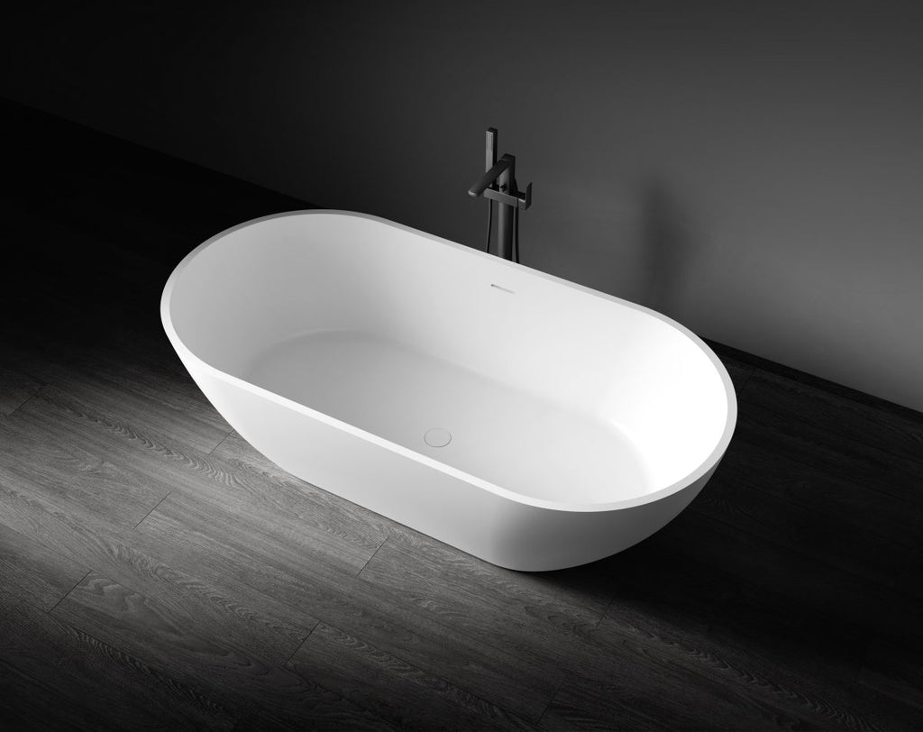 Kaskade Aveo MKII Freestanding Stone Bath With Overflow - Matte White