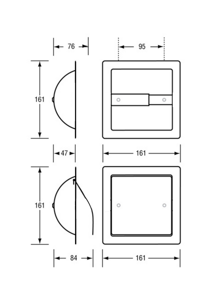 Metlam Recessed Single Toilet Roll Holder - Satin Stainless Steel