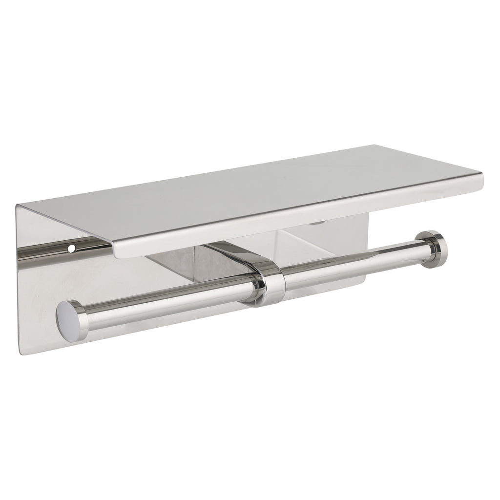 Metlam Toilet Roll Holder with Shelf Top - Polished Stainless Steel