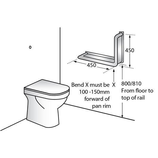 Metlam 90° Ambulant Anti-Ligature Grab Rail - Satin Stainless Steel