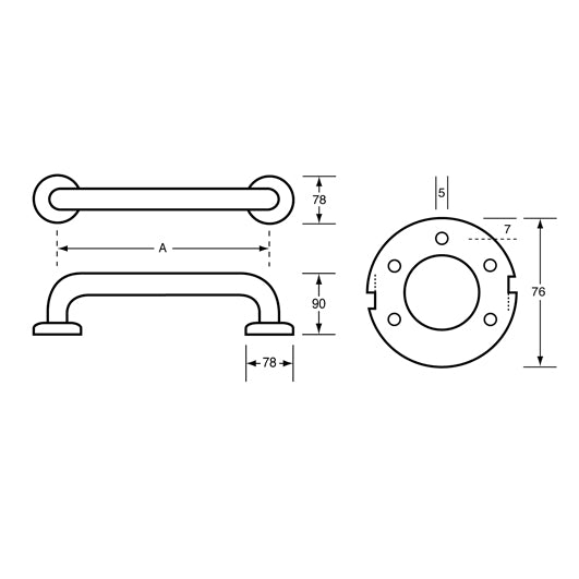 Metlam Straight Grab Rail - Antimicrobial