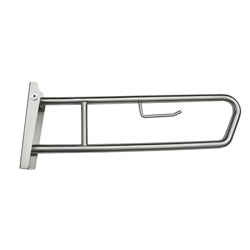 Metlam Pull Down Grab Rail with Toilet Roll Holder - Satin Stainless Steel