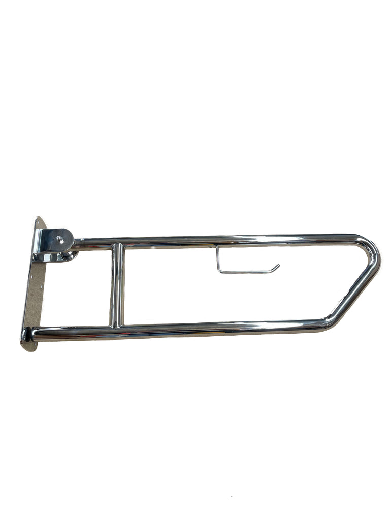 Metlam Click-Lock Pull Down Grab Rail with Toilet Roll Holder - Polished Stainless Steel