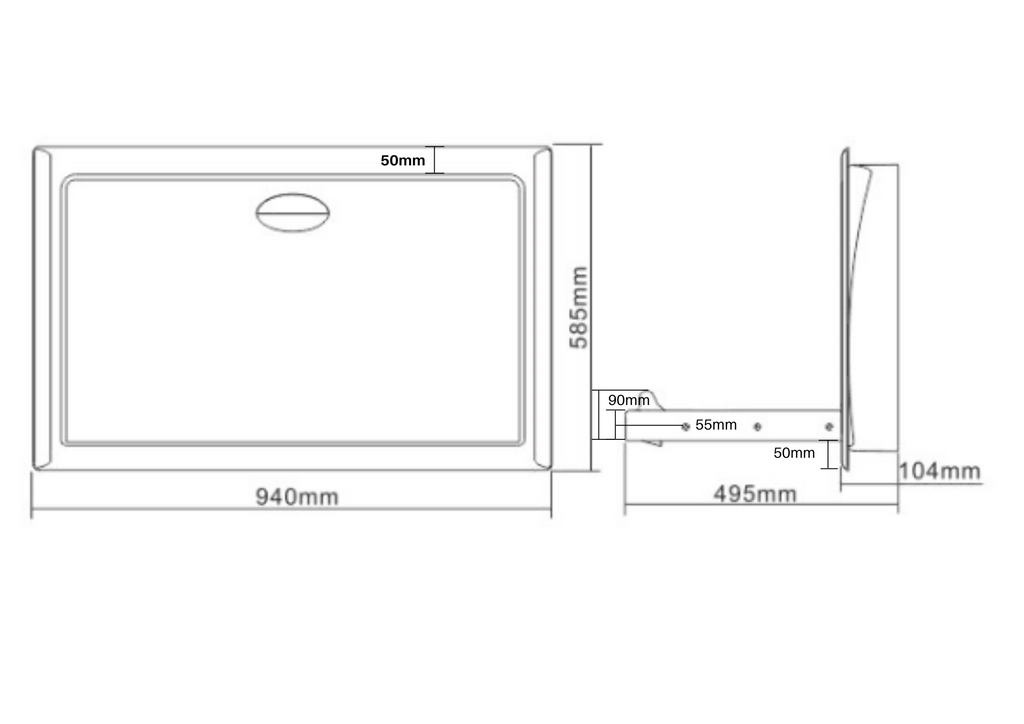 Metlam Recessed Horizontal Baby Change Station - Stainless Steel