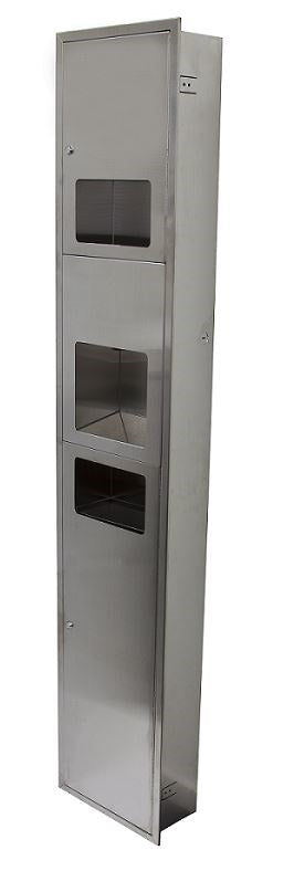 Metlam Recessed Paper Towel Dispenser, Eco Hand Dryer & Waste Unit - Satin Stainless Steel