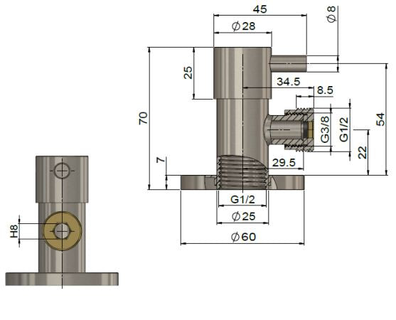 Meir Mini Stop Cistern Tap - Lustre Bronze