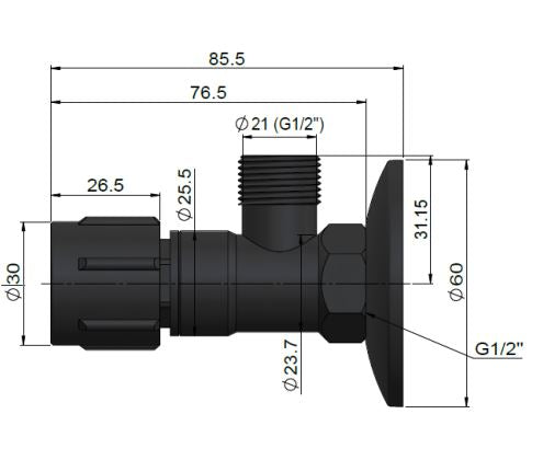 Meir Round Mini Stop Cistern Tap - Matte Black