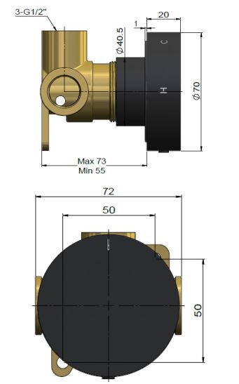 Meir Progressive mixer (in-wall body and Trim set) - Gunmetal