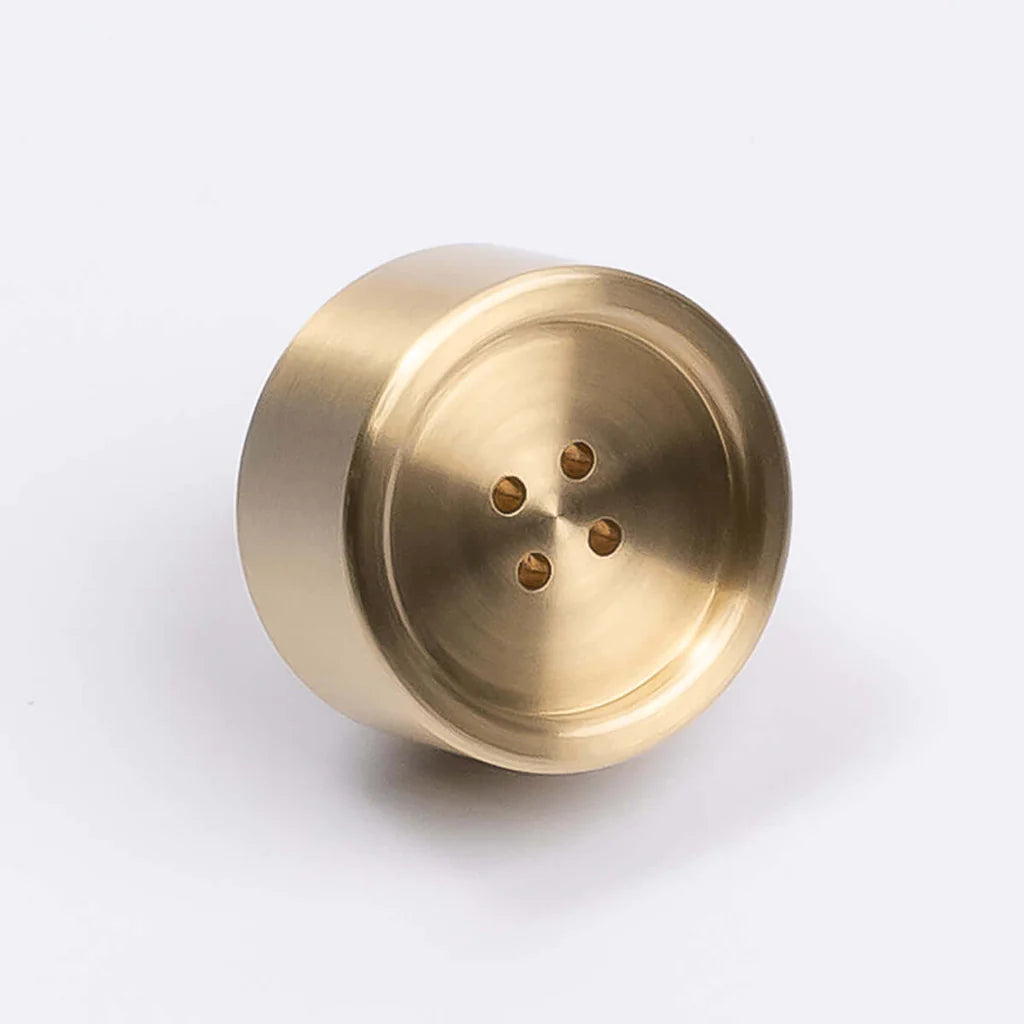 Manovella Brushed Brass Button Cabinet Knob - Bianca