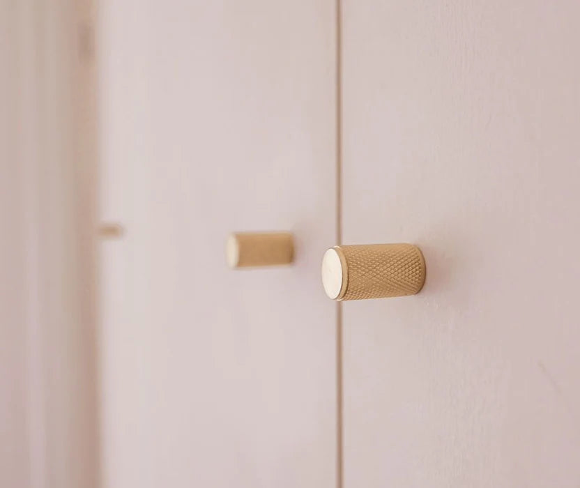 Manovella Brushed Brass Knurled Cabinet Knob - Helena