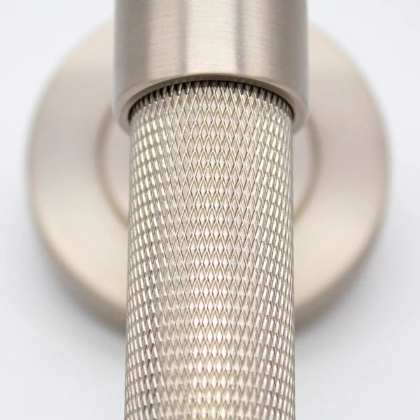 Manovella Knurled Privacy Door Handle - Rosedale - Brushed Nickel