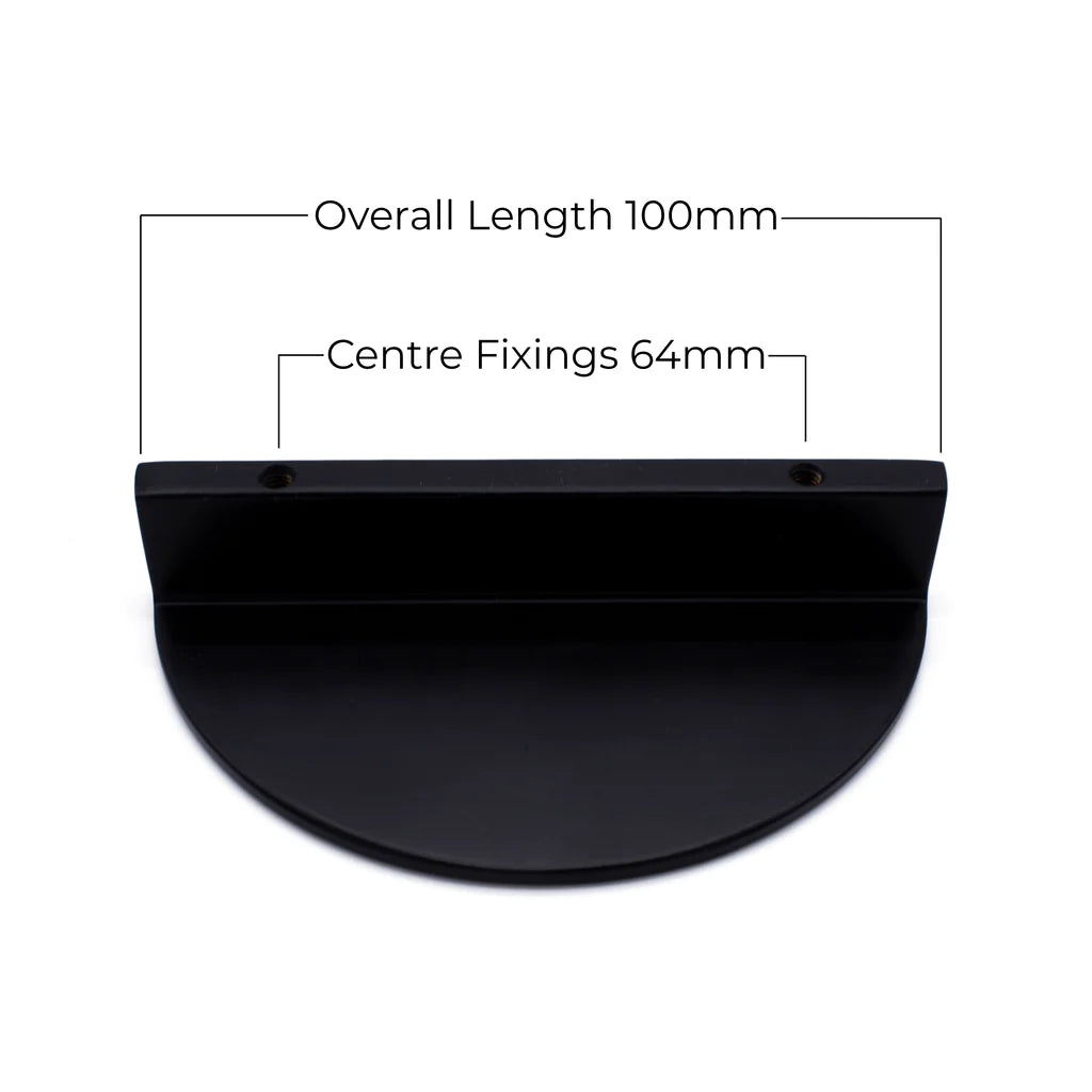 Manovella Half Moon Cabinet Pull - Iris - Matte Black