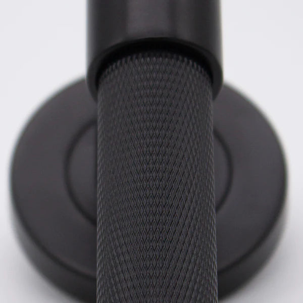 Manovella Knurled Privacy Door Handle - Rosedale - Matte Black