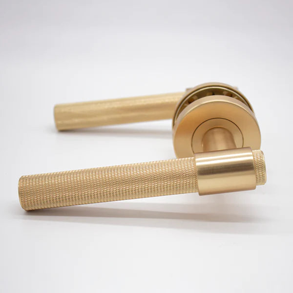 Manovella Knurled Passage Door Handle - Rosedale - Satin Brass