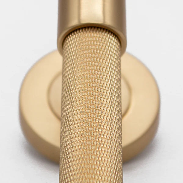 Manovella Knurled Passage Door Handle - Rosedale - Satin Brass