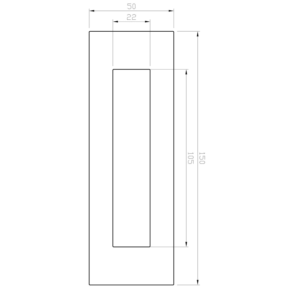 Manovella Sliding Door Flush Pull 150mm x 50mm - Satin Brass