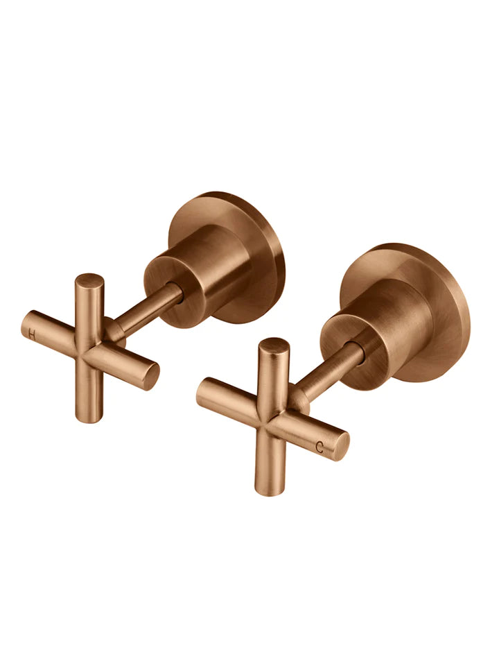 Meir Round Cross Handle Wall Top Assemblies - Lustre Bronze