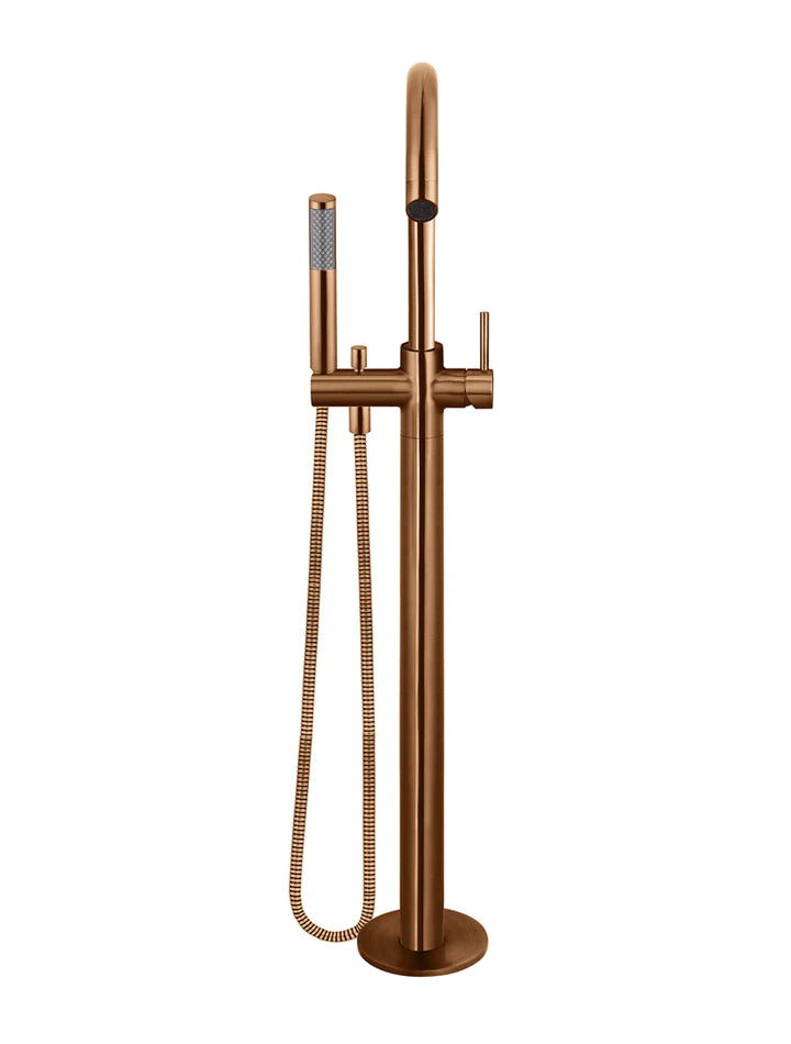 Meir Round Freestanding Bath Spout Plus Hand Shower - Lustre Bronze