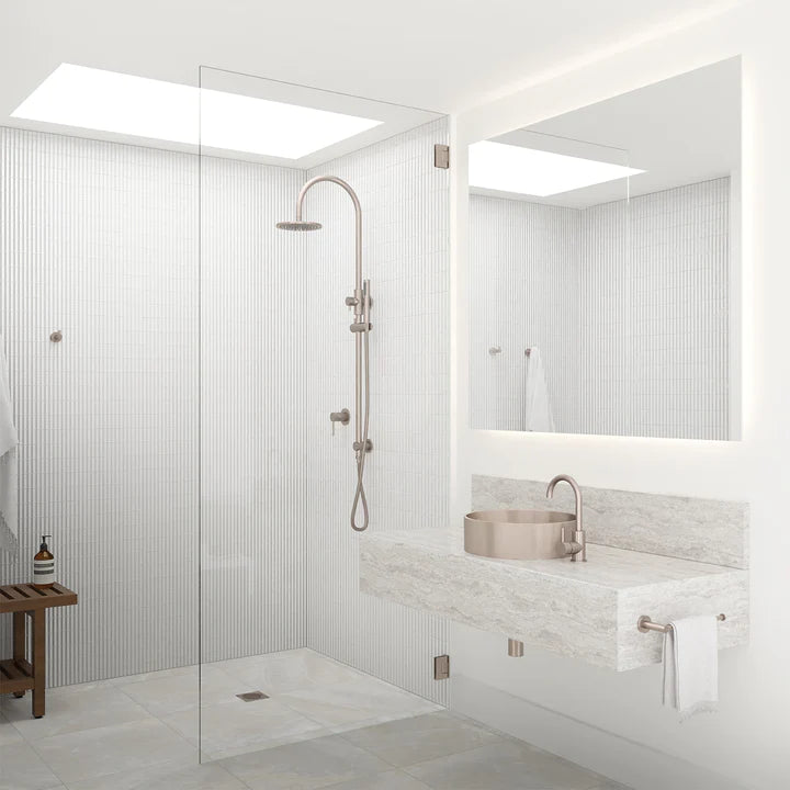 Meir Round Gooseneck Combination Shower Set - Champagne