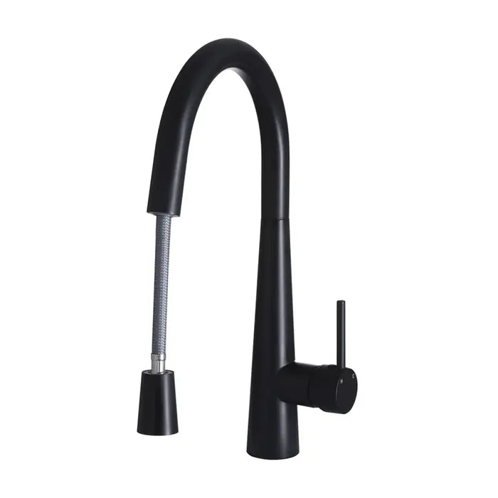 Meir Round Pull Out Kitchen Mixer Tap - Matte Black