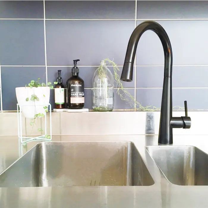 Meir Round Pull Out Kitchen Mixer Tap - Matte Black