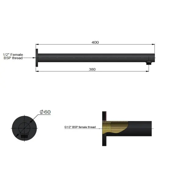 Meir Round Wall Shower Arm - Matte Black