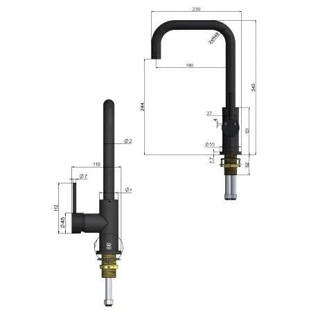 Meir Square Kitchen mixer Tap - Matte Black