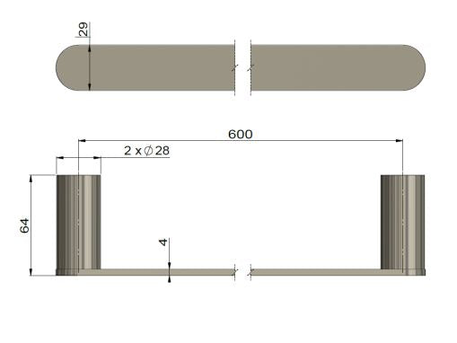 Meir Curvaé Single Towel Rail 600mm - Lustre Bronze