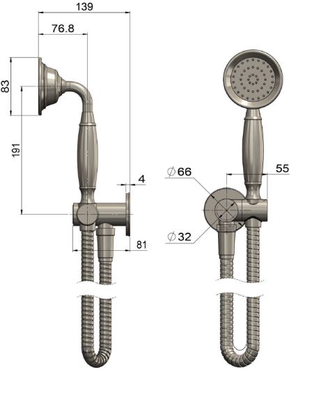 Meir Harrington Hand Shower on Swivel Bracket - Brushed Nickel