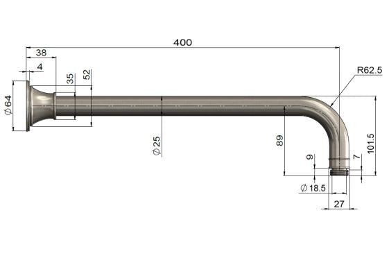 Meir Harrington Shower Arm - Brushed Nickel