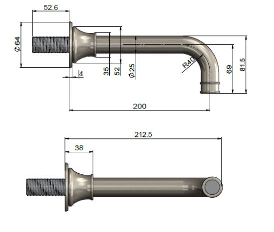 Meir Harrington Wall Spout - Brushed Nickel