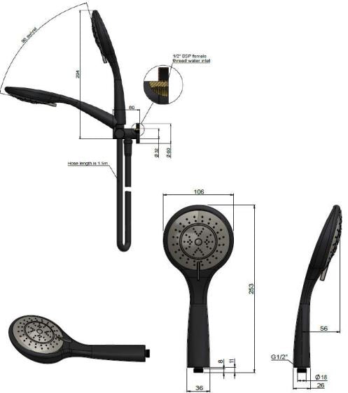 Meir Round Shower On Swivel Bracket - Tiger Bronze