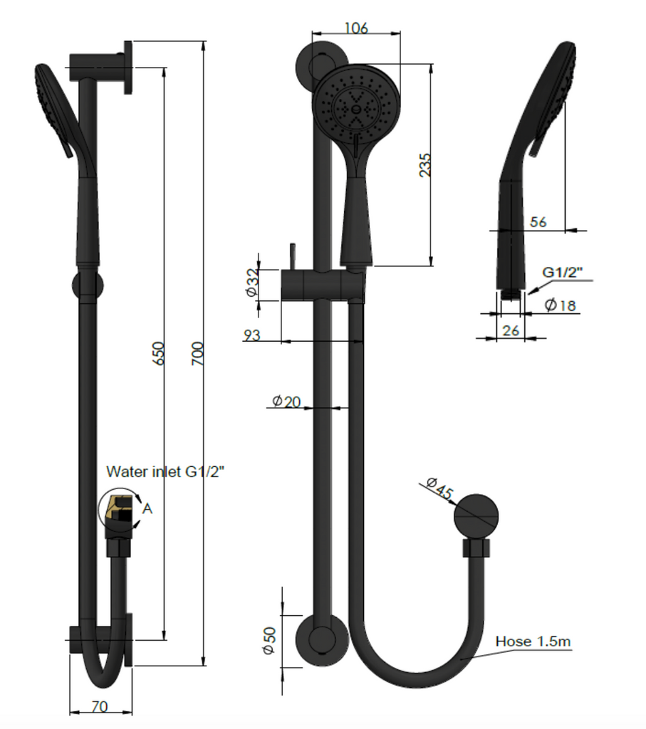 Meir Round Three Function Hand Shower On Rail Column - Tiger Bronze