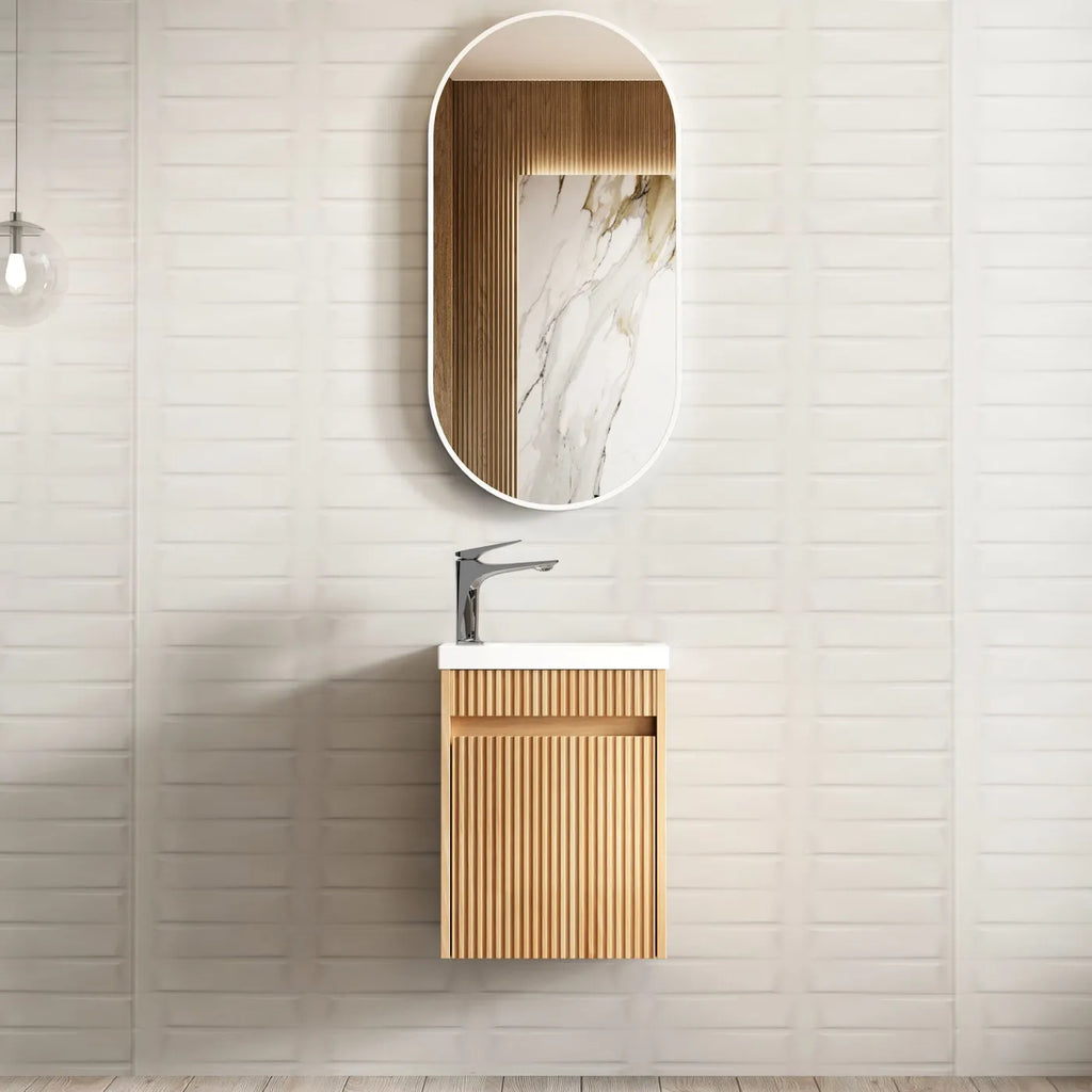 Otti Ensuite Vanity 400mm Woodland Oak Fluted Vanity