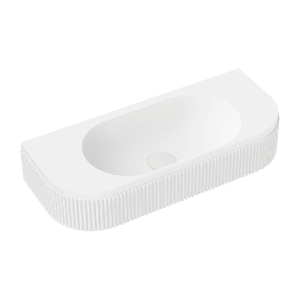 Fienza Minka Solid Surface Wall Basin No Tap Hole - Matte White