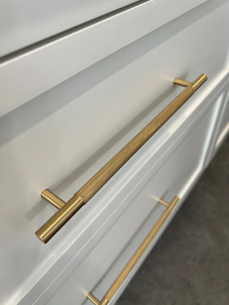 Manovella Brushed Brass Knurled Drawer Pull - Charmian