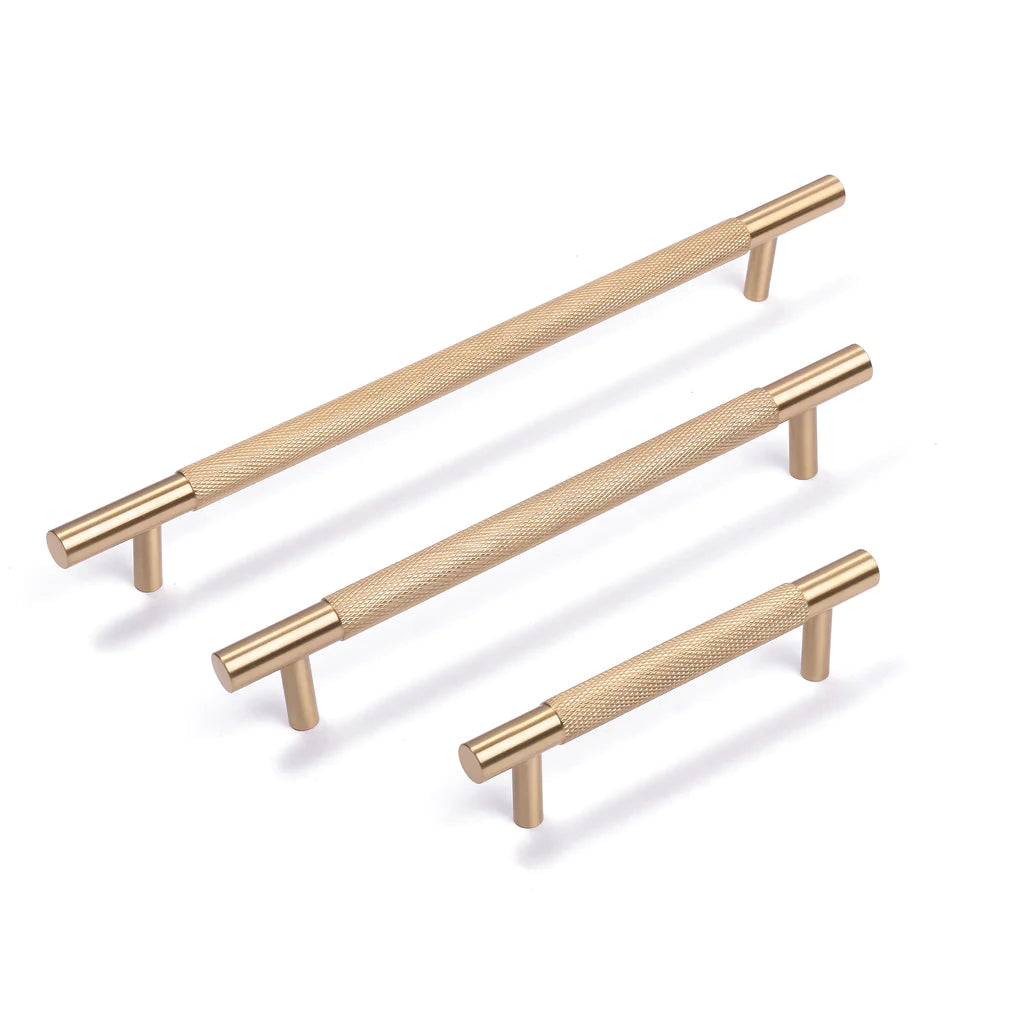 Manovella Brushed Brass Knurled Drawer Pull - Charmian