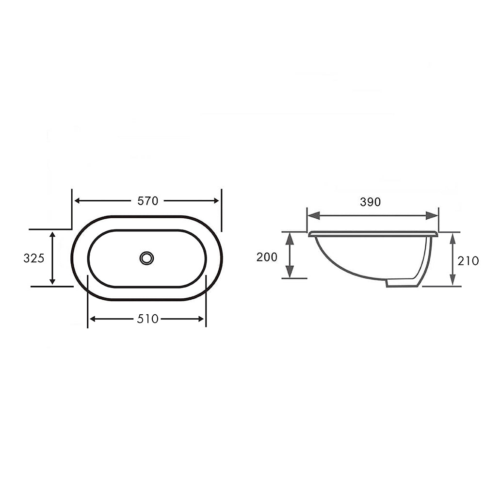 Turner Hastings Narva 57x 39 Undercounter Pill Basin - Gloss White
