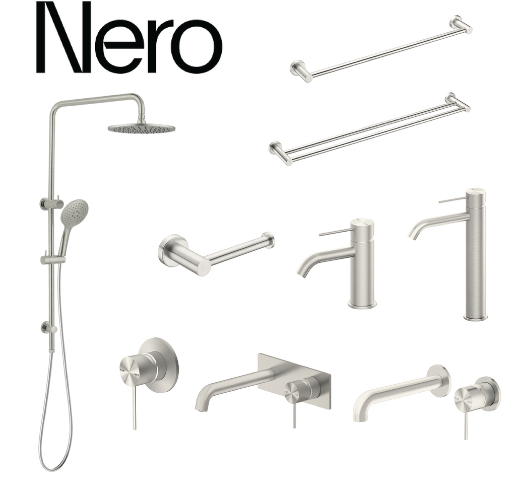 Nero Mecca Tapware Shower Mixer Package - Brushed Nickel