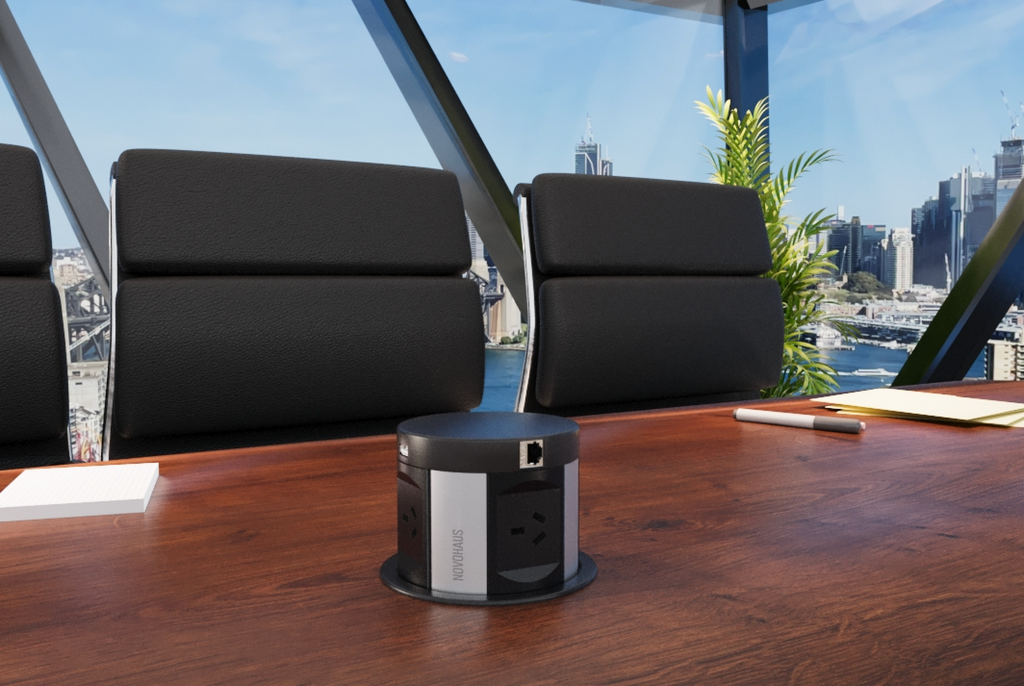 Quad Sided Pop Up Power Outlet With USB - Black