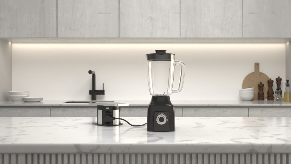 Quad Sided Pop Up Power Outlet With USB - Black