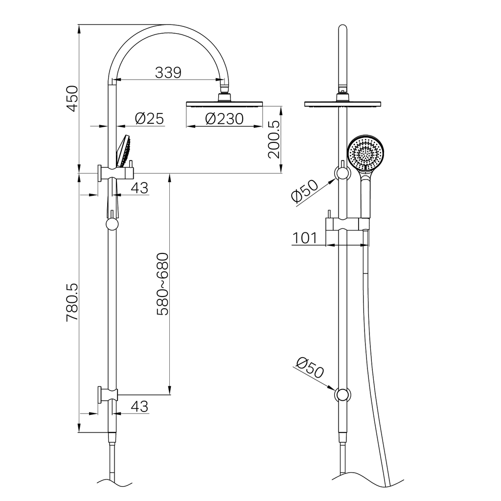Nero Mecca Twin Shower with Air Shower - Brushed Nickel
