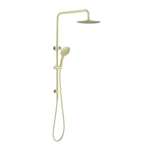 Nero Dolce Mecca Combination Overhead and Handshower on Column - Brushed Gold