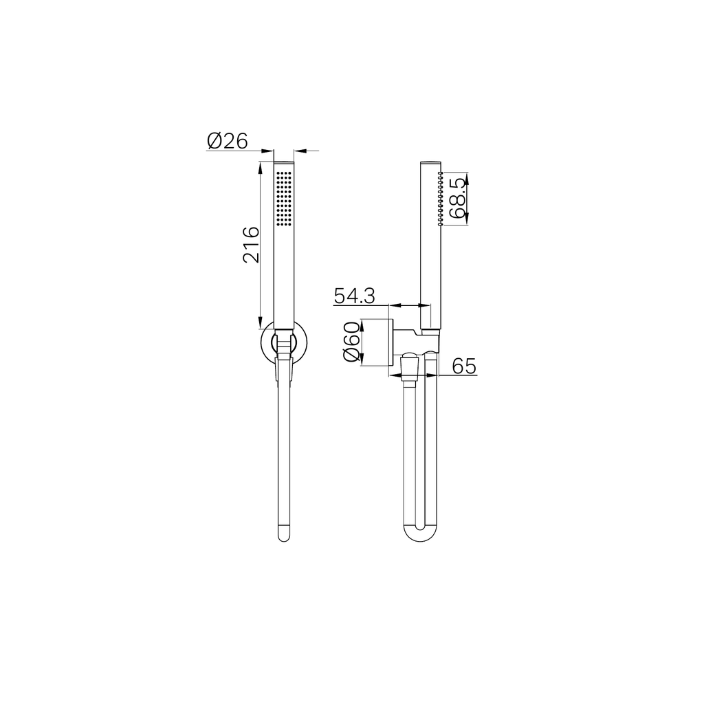 Nero Slim Shower on Bracket - Matte Black